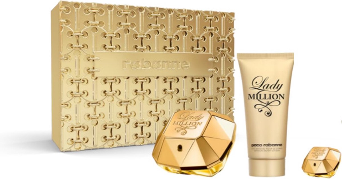 Paco Rabanne Lady Million Eau De Perfume Spray 80ml Conjunto 3 Peças