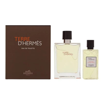 Hermes Terre D'hermes conjunto de presente de 2 peças para homens spray Eau De Toilette de 3,4 onças + gel de banho para cabelo e corpo de 2,7 onças