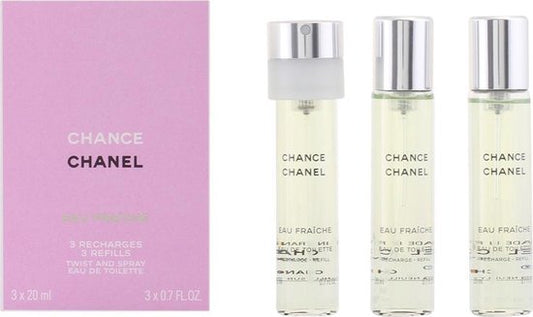 Conjunto de presente Chanel Chance Fraiche Eau de Toilette Spray Refil 60ml (3 x 20ml) 