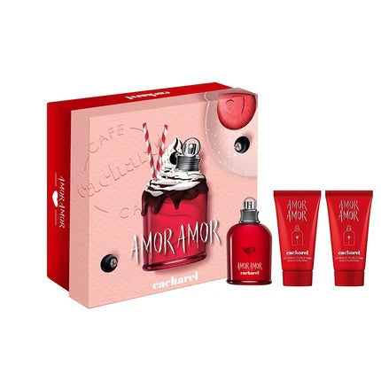 Cacharel Amor Amor Conjunto para presente feminino Eau de Parfum spray de 1,7 fl oz com loção corporal