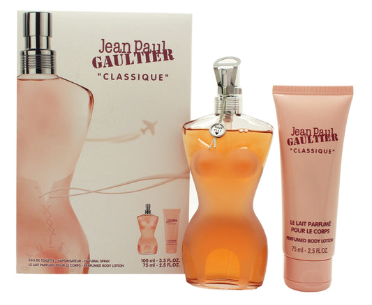 Jean Paul Gaultier Classique Eau de Toilette Spray e Loção Corporal Perfumada Coffret 100ml e 75ml 