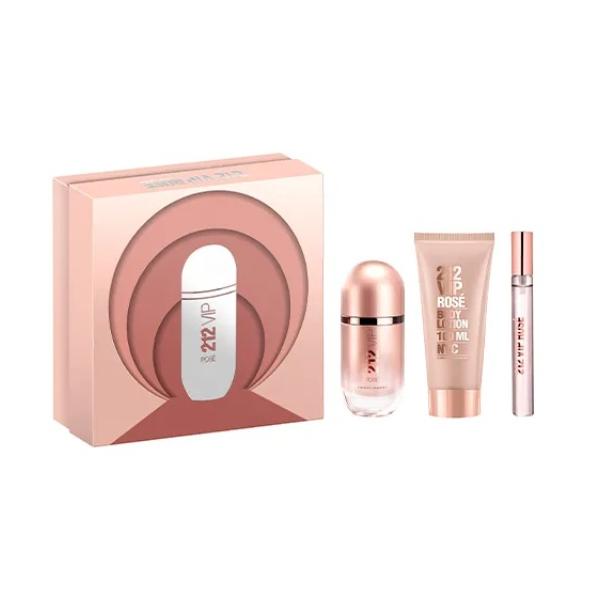 Carolina Herrera 212 VIP Rosé  geschenkset: Eau de Parfum 80 ml + Body Moisturizer 100 ml + Miniatuur 10 ml.