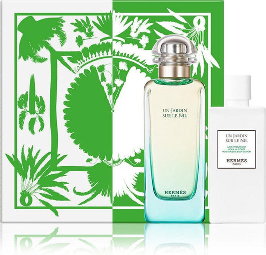 Conjunto de presente Hermès Un Jardin Sur Le Nil 2 peças: Eau De Toilette 100ml - Loção corporal 80ml 