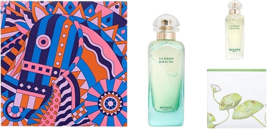 Conjunto presente Hermès Un Jardin Sur Le Nil - 100ml Eau De Toilette + 7,5ml Eau De Toilette + 50g Sabonete 